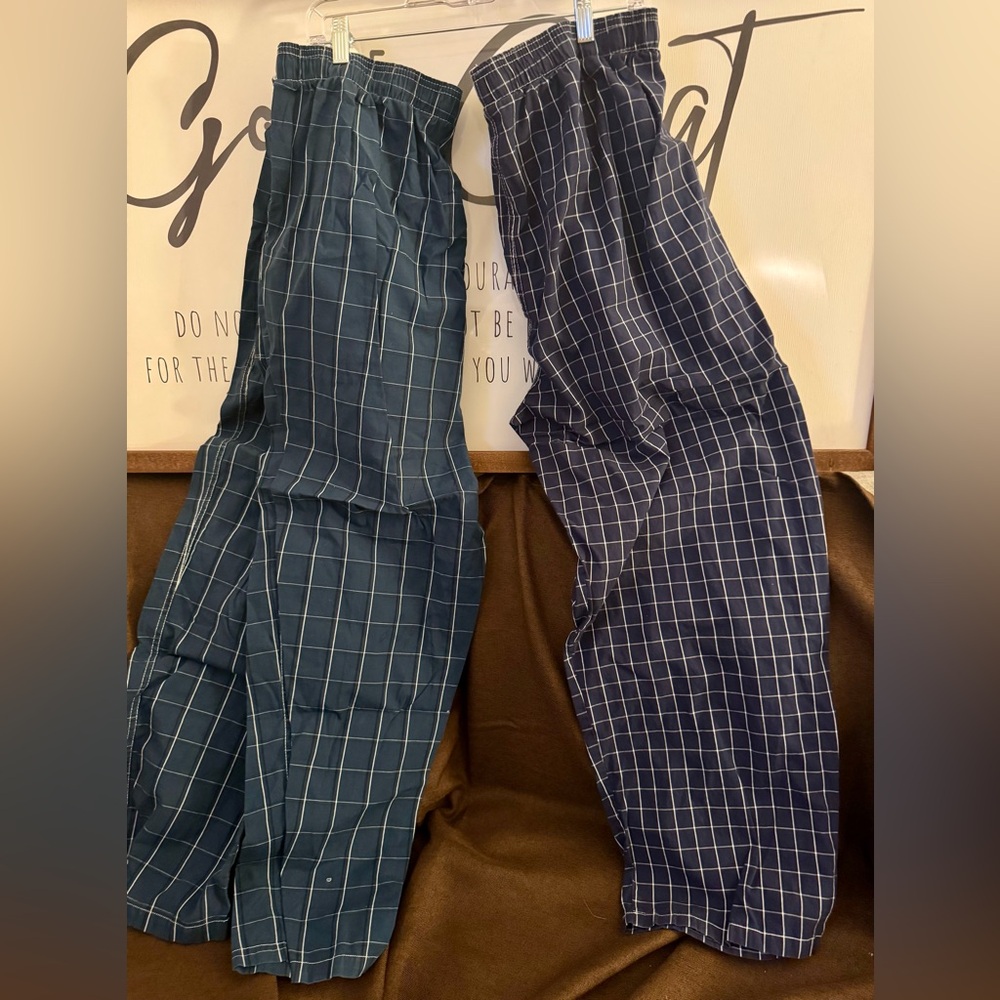 Mofiz  2 Men's Checkered pajama bottoms 100% cotton- Blue and Black